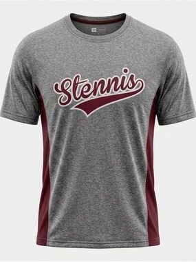 Stennis Tennis Athletic Shirt Gray Burgundy #74 Est Large